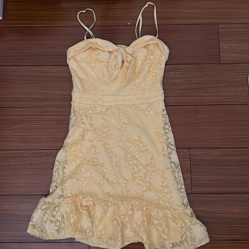 city studio yellow lace dress